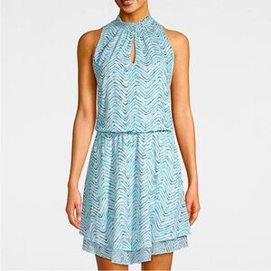 White House Black Market Sleeveless casual work beach chic chevron stripes Dress